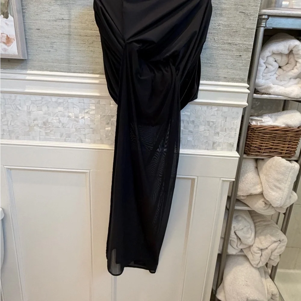 NWT new medium Anthropologie tilda strapless velvet slip dress black long